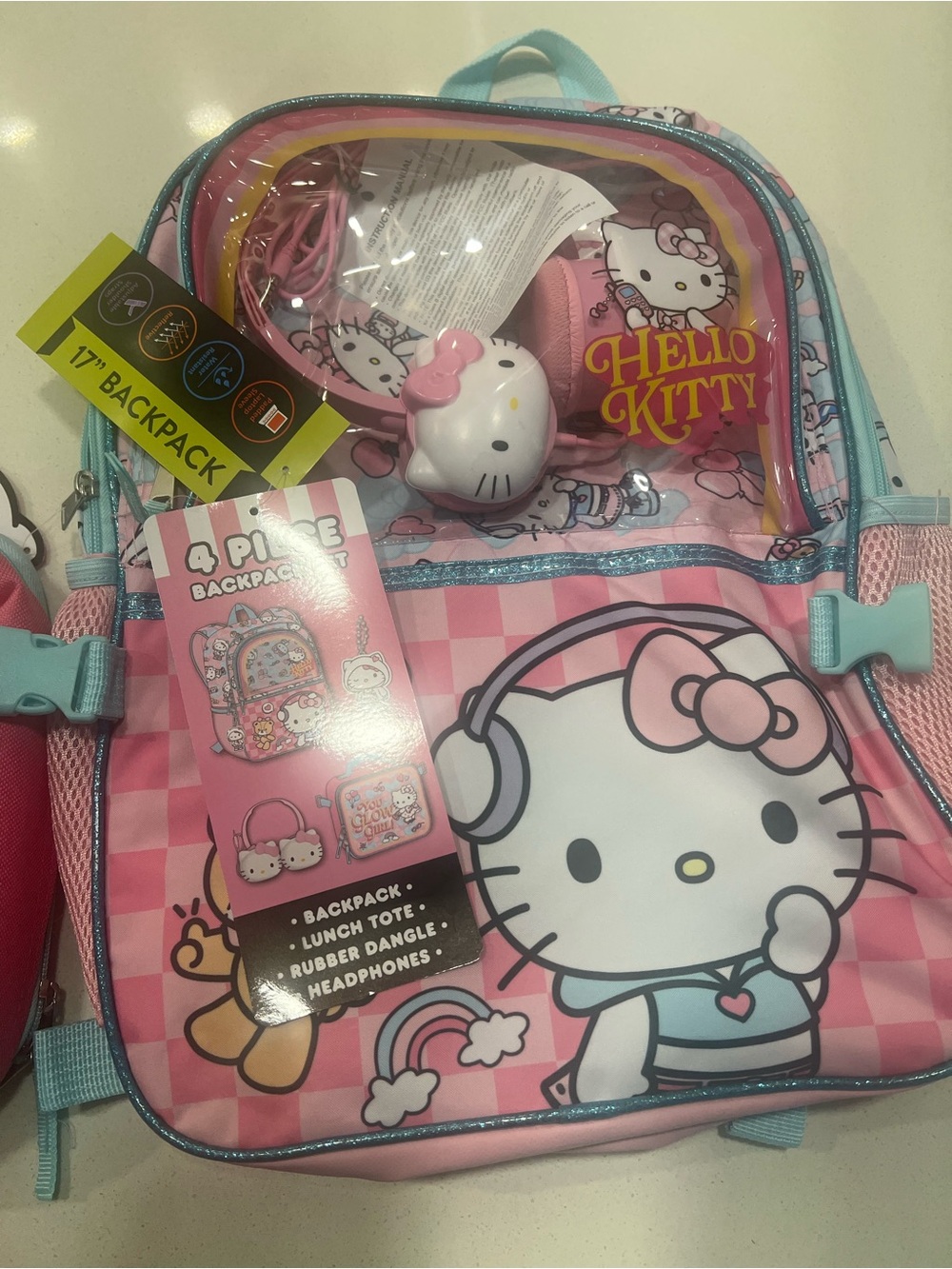 Hello Kitty You Glow Girl Backpack with Lunchbox And Headphones 17inches - Picture 9 of 9